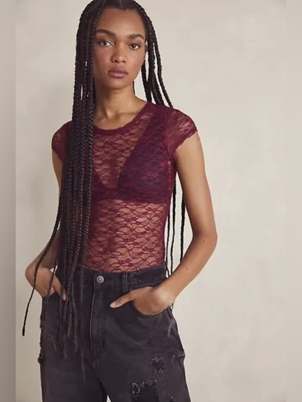 Free People - Pucker Up Baby Tee Bodysuit in Mulberry